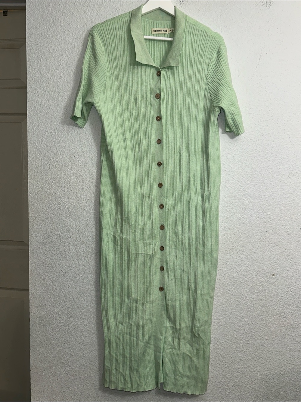 The Normal Brand Jolene Midi Dress Knit Button Down Stretchy Womens Small READ